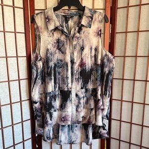 Simply Vera Vera Wang Watercolor Sleeveless Blouse Size XL